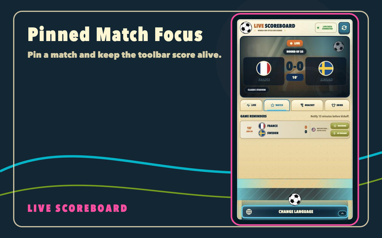 Live Scoreboard toolbar score badge