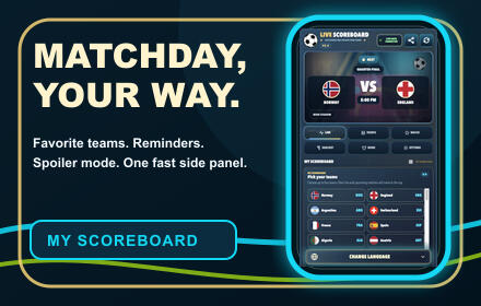 Live Scoreboard matchday view with favorite teams, reminders, and spoiler mode