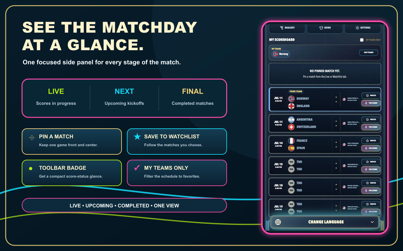 Live Scoreboard match list with live, upcoming, and completed match views